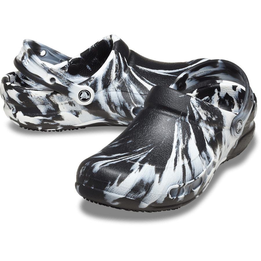 Black / White Bistro Marbled Work Clog - Pair - Crocs PFD