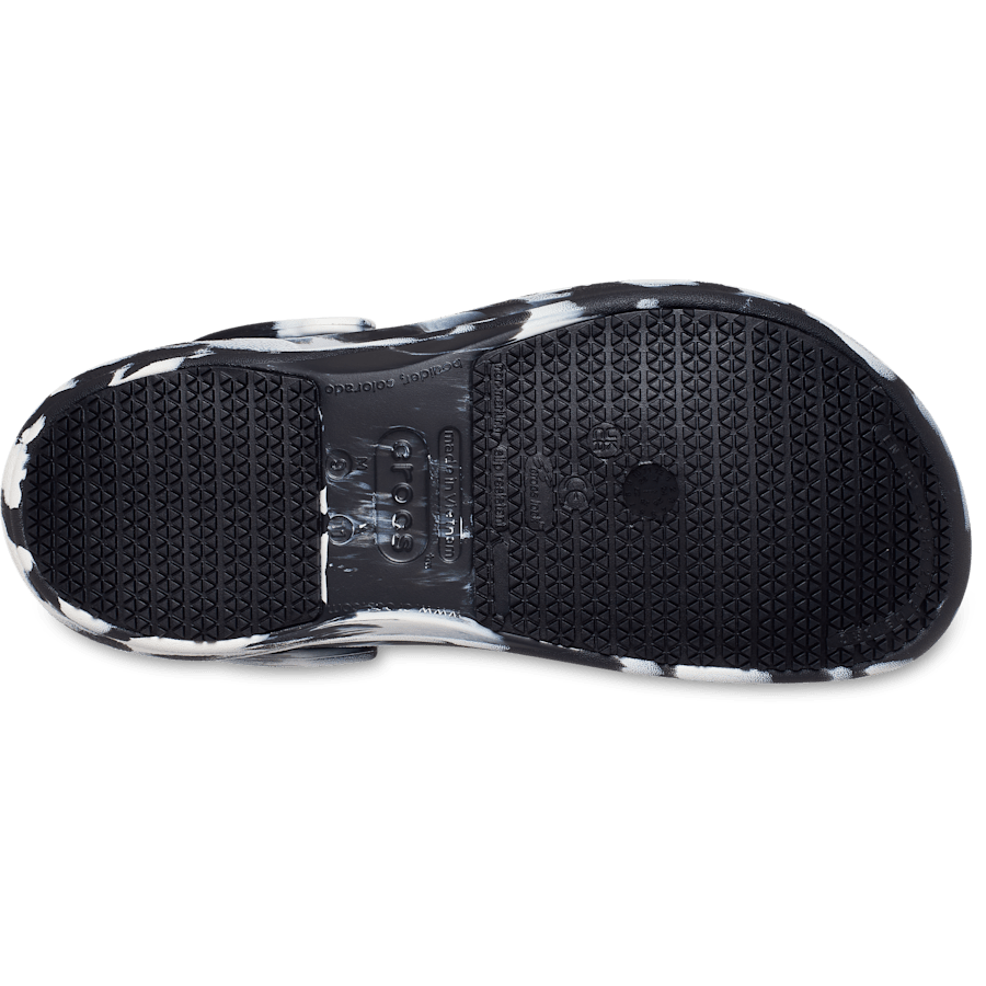 Black / White Bistro Marbled Work Clog - Bottom - Crocs PFD