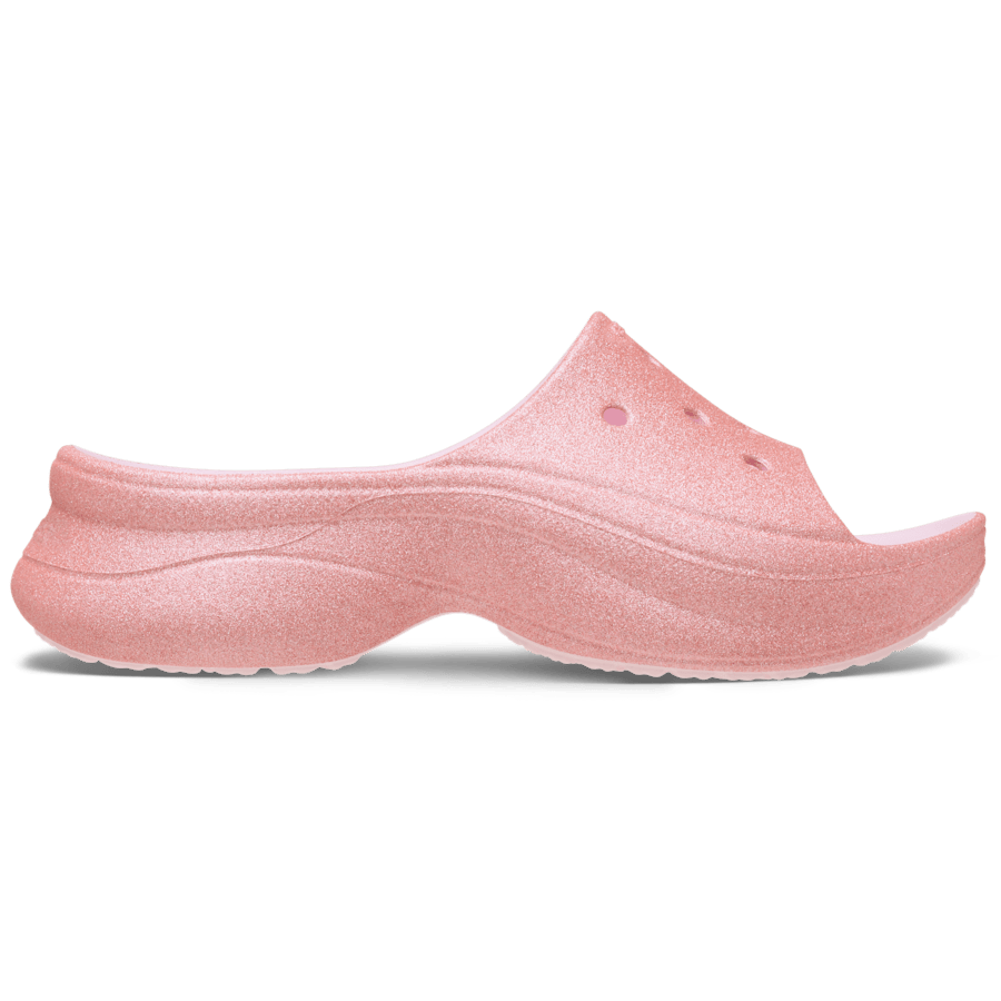 Pink Milk Bae Glitter Slide - Side - Crocs