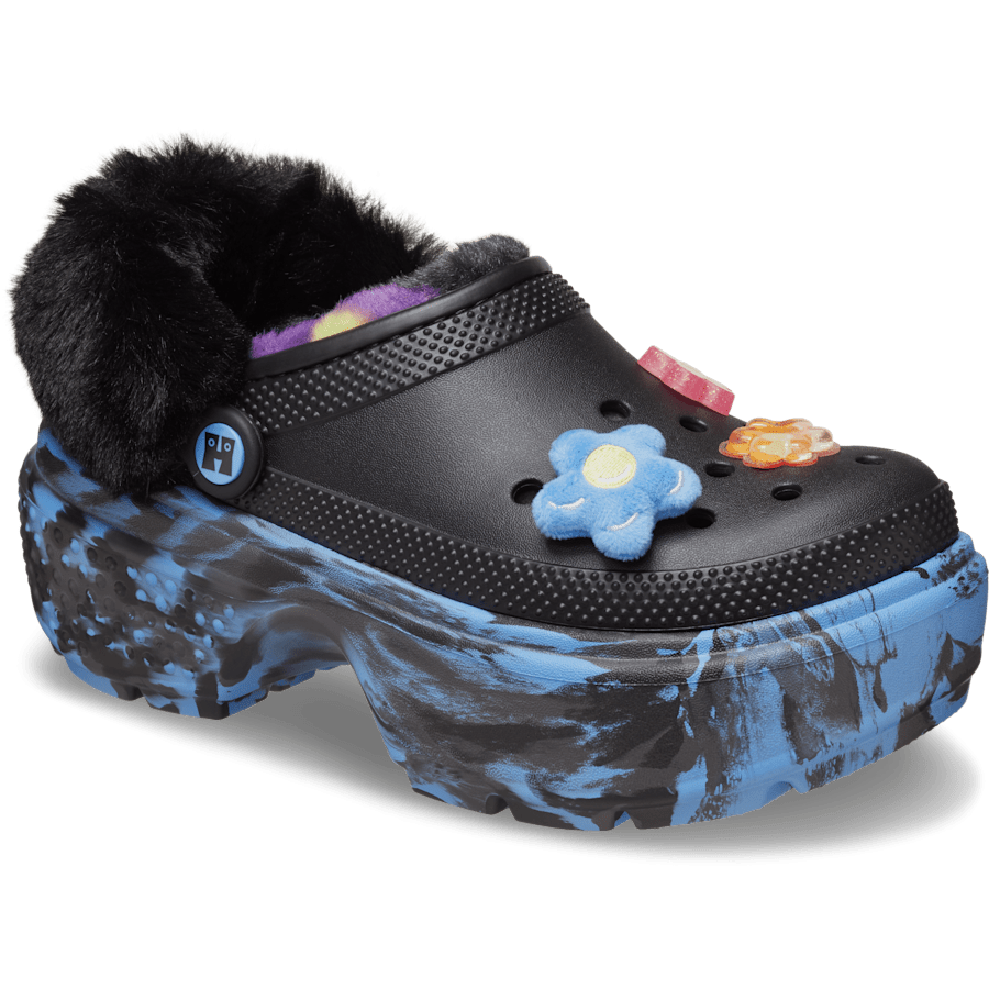 Black / Teal Happy Socks X Crocs Stomp Lined Clog - Angle - Crocs