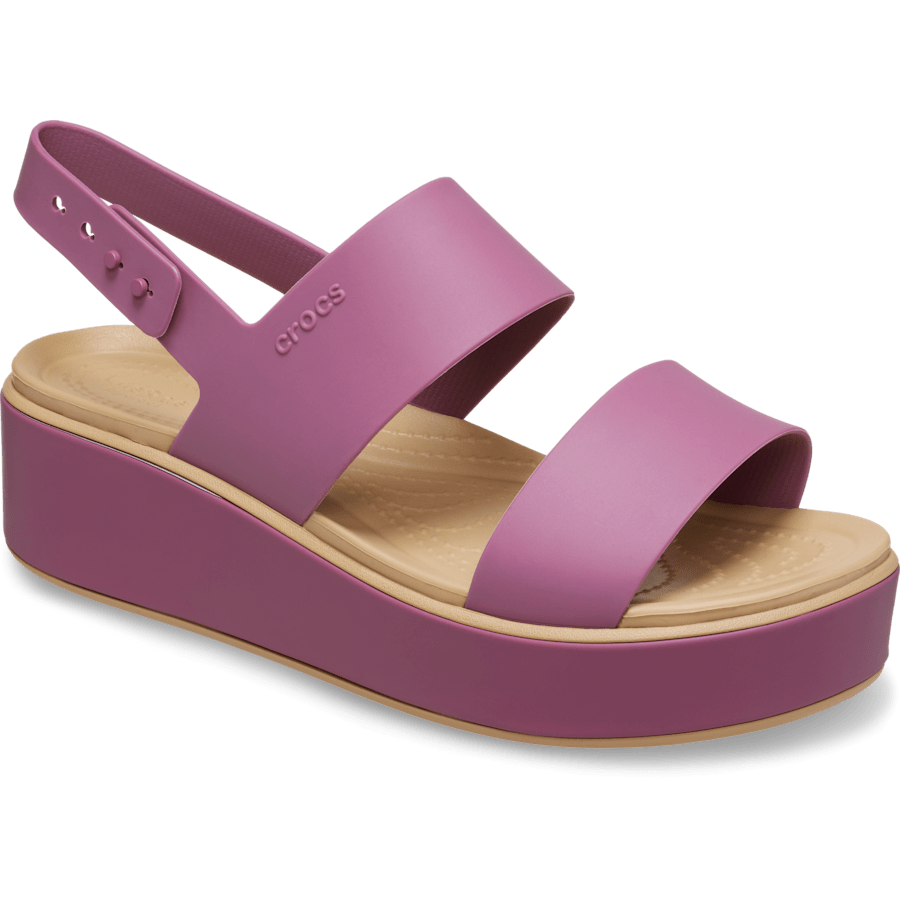 Colour Brooklyn Low Wedge Matte Wrap Sandal - Angle - Crocs