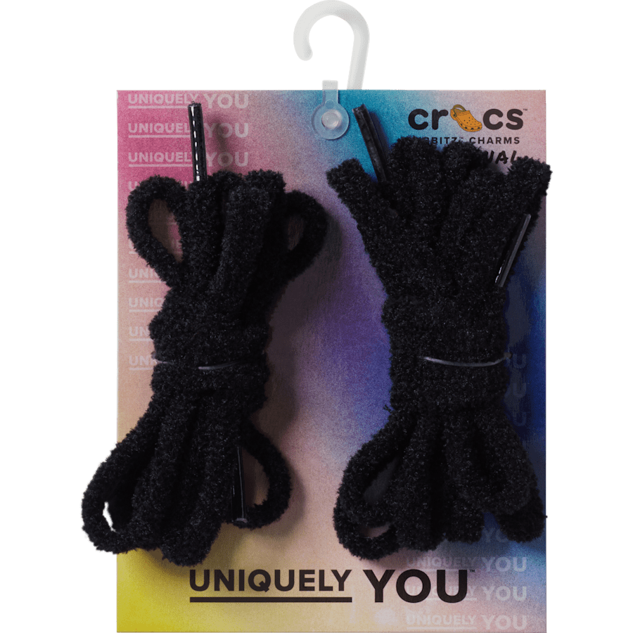 Black Fuzzy Laces 2 Pack - charm view - Jibbitz