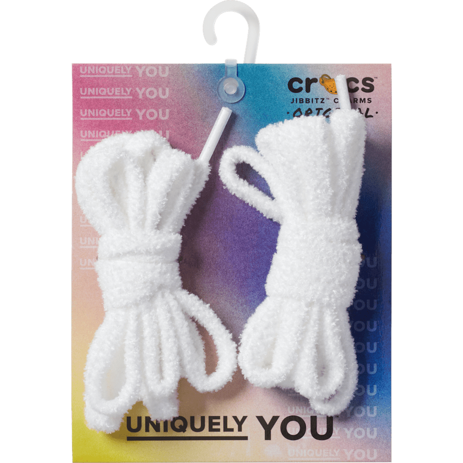 White Fuzzy Laces 2 Pack - charm view - Jibbitz