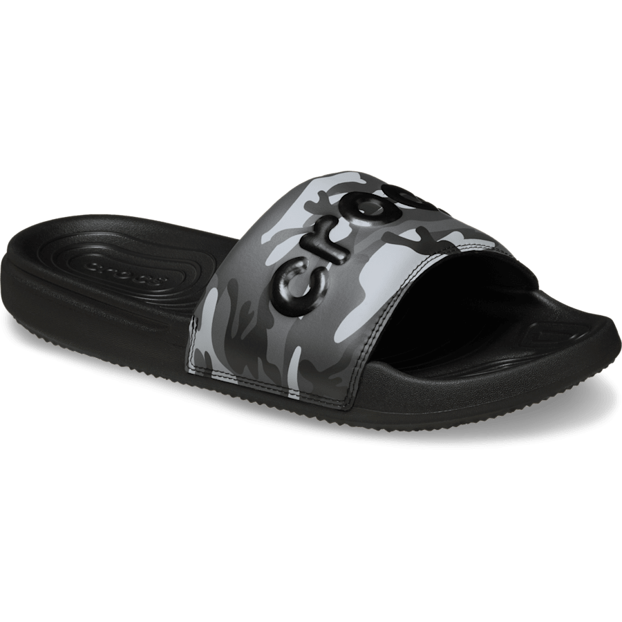 Noir / Gris   Men's Crocs All Day Camouflage Slide - Angle - Crocs