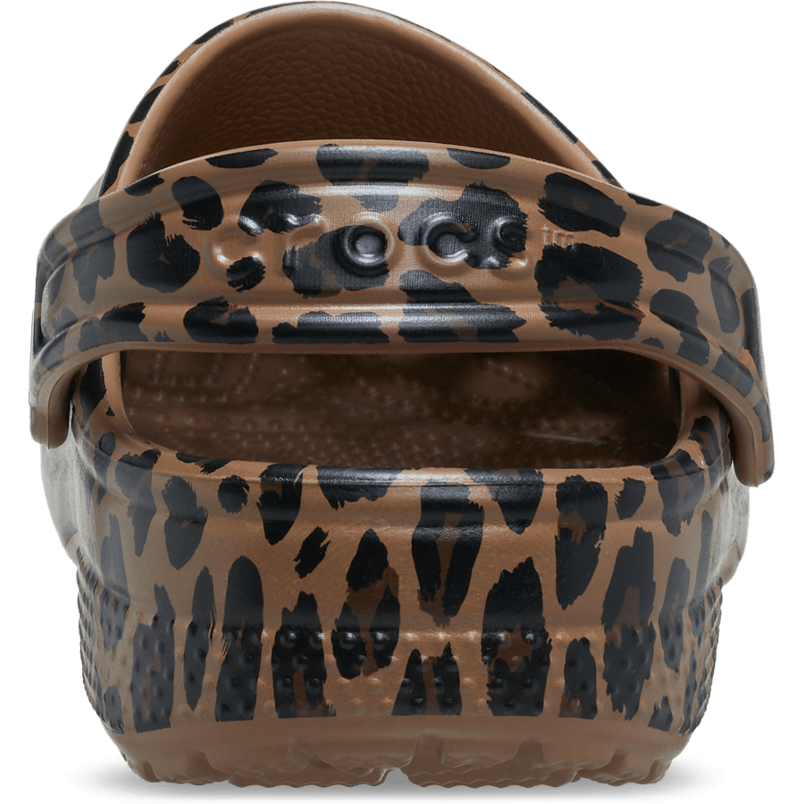 Sepia / Leopard Kids' Classic Animal Clog - Back - Crocs