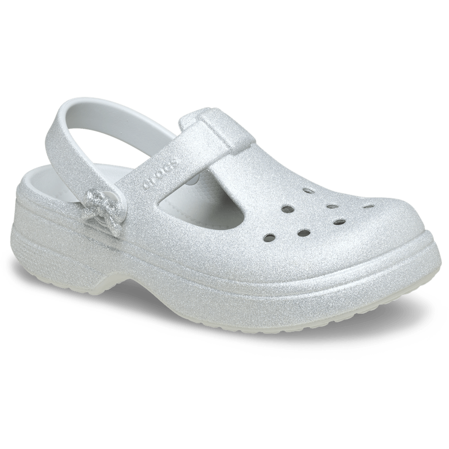 Color Kids' Classic Mary Jane Bow Glitter Clog - Angle - Crocs
