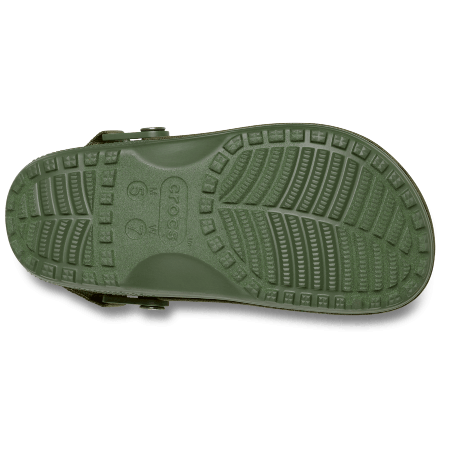 Army Green Classic Crafted Vegan Suede Clog - Bottom - Crocs
