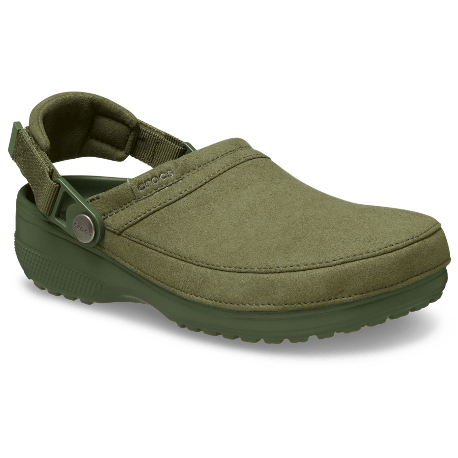 Army Green Classic Crafted Vegan Suede Clog - Angle - Crocs