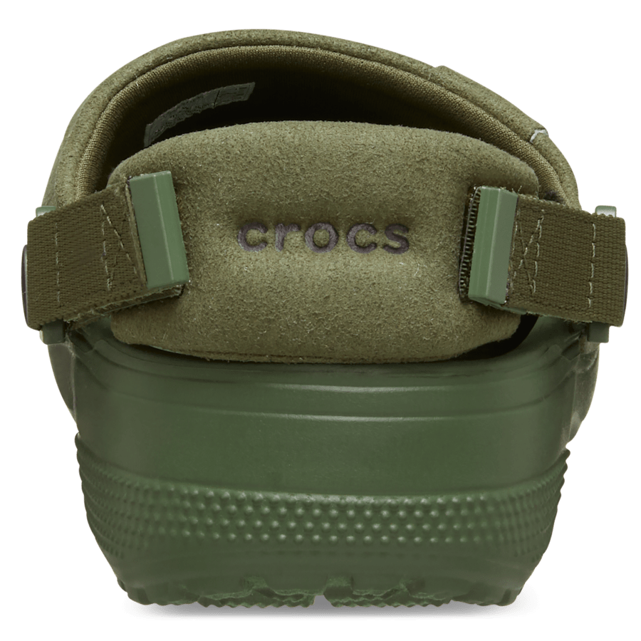 Army Green Classic Crafted Vegan Suede Clog - Back - Crocs