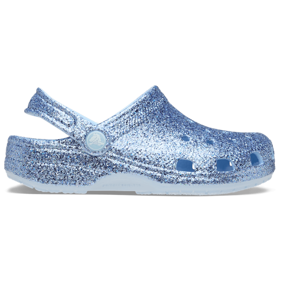 Blue Frost Kids' Classic Chunky Glitter Clog - Side - Crocs
