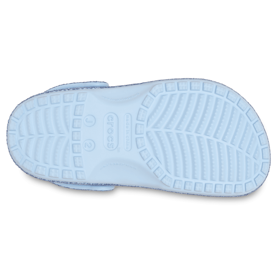 Blue Frost Kids' Classic Chunky Glitter Clog - Bottom - Crocs