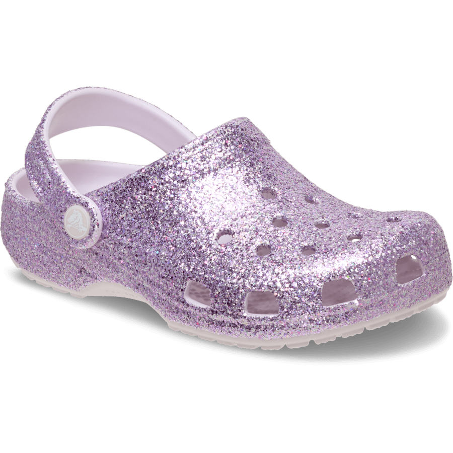 Grape Ice Kids' Classic Chunky Glitter Clog - Schrägsicht - Crocs