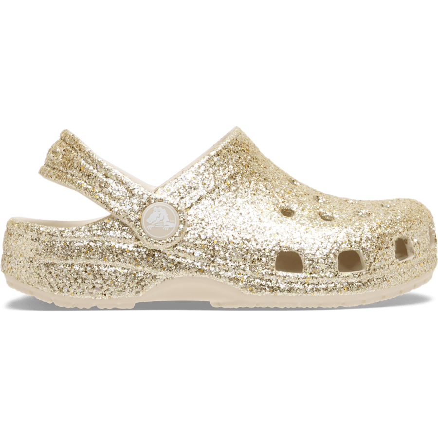 Sandstone Toddler Classic Chunky Glitter Clog - Side - Crocs