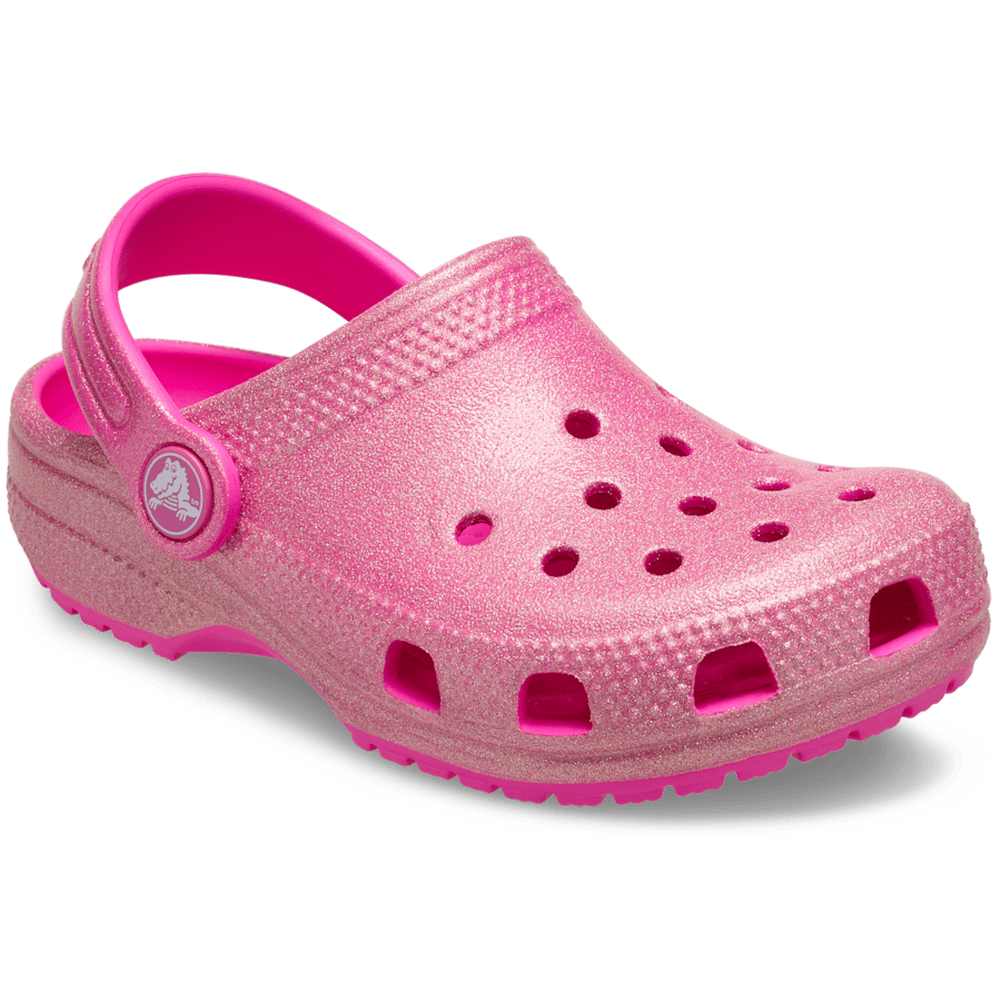 Pink Crush Toddler Classic Encapsulated Glitter Clog - Angle - Crocs