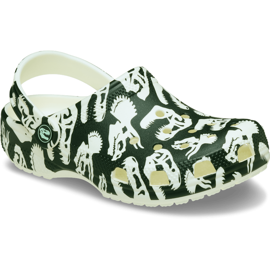 Glow Green Kids' Classic Glow Dino Clog - Angle - Crocs