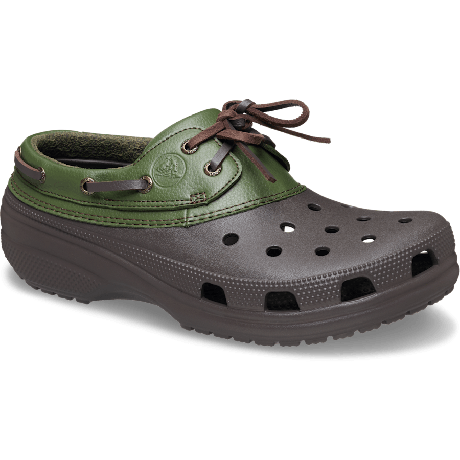 Espresso/Army Green Classic Boat Shoe - Angle - Crocs