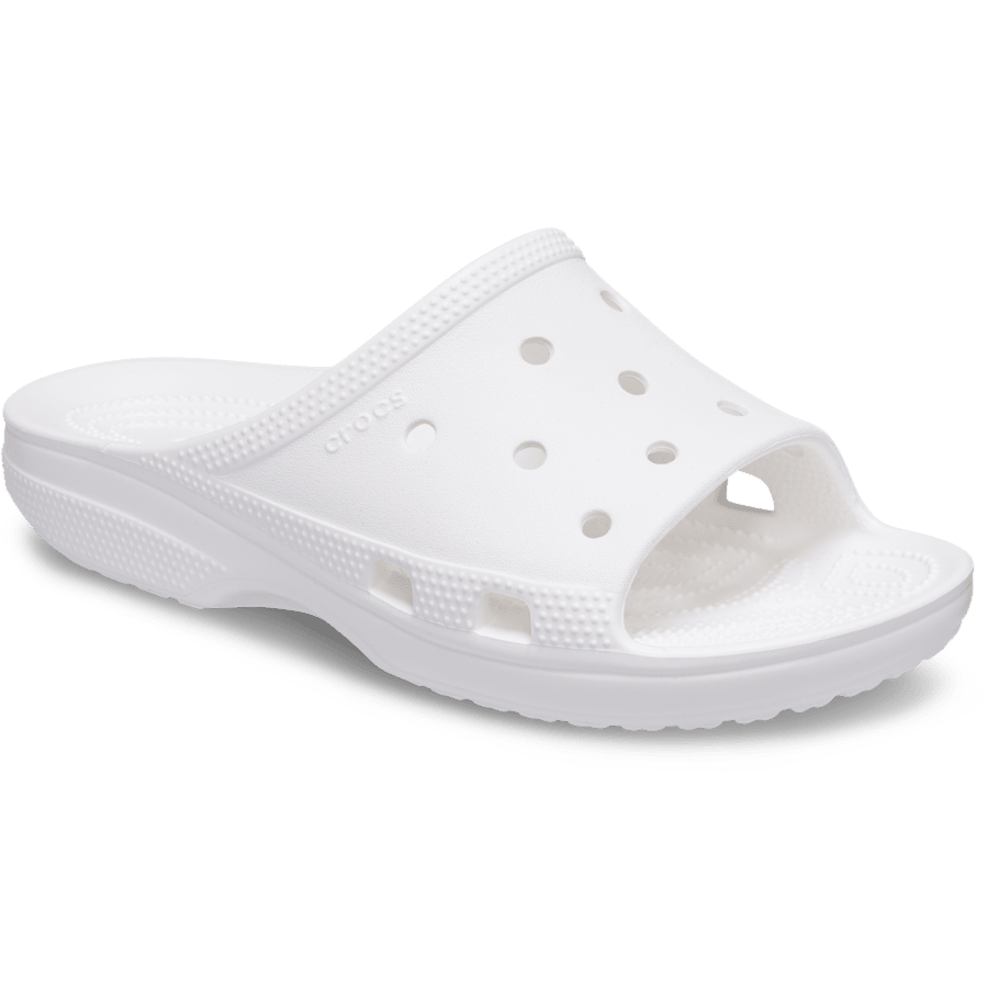 White Men's Classic Icon Slide - Angle - Crocs