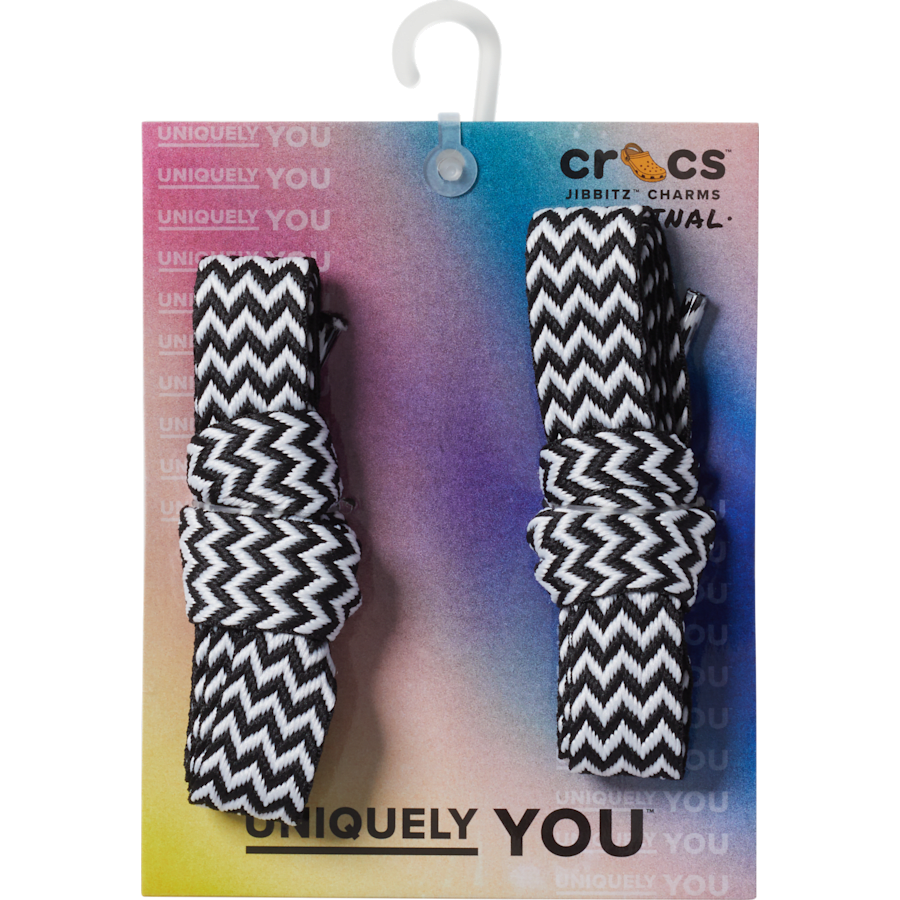 Black / White Zigzag Flat Laces 2 Pack Blk/Whi - charm view - Jibbitz