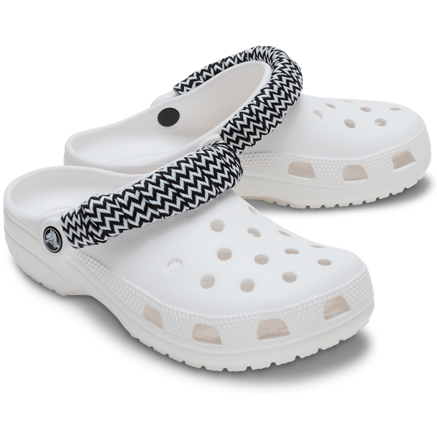 Black / White Zigzag Flat Laces 2 Pack Blk/Whi - charms on packing card - Jibbitz