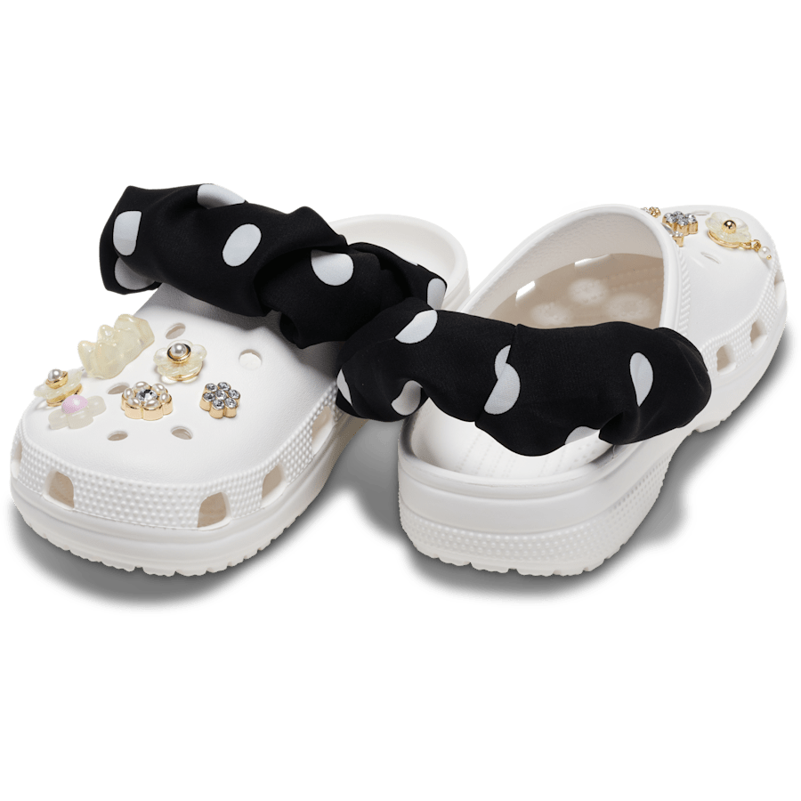 Black / White Patterned Backstrap Cover Scrunchie 2 Pack - Custom Angle - Jibbitz