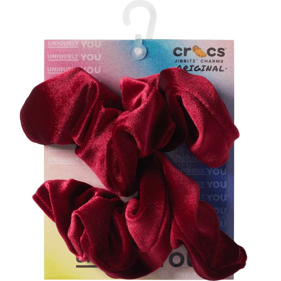 Red Velvet Backstrap Cover Scrunchie 2 Pack - Custom Angle - Jibbitz