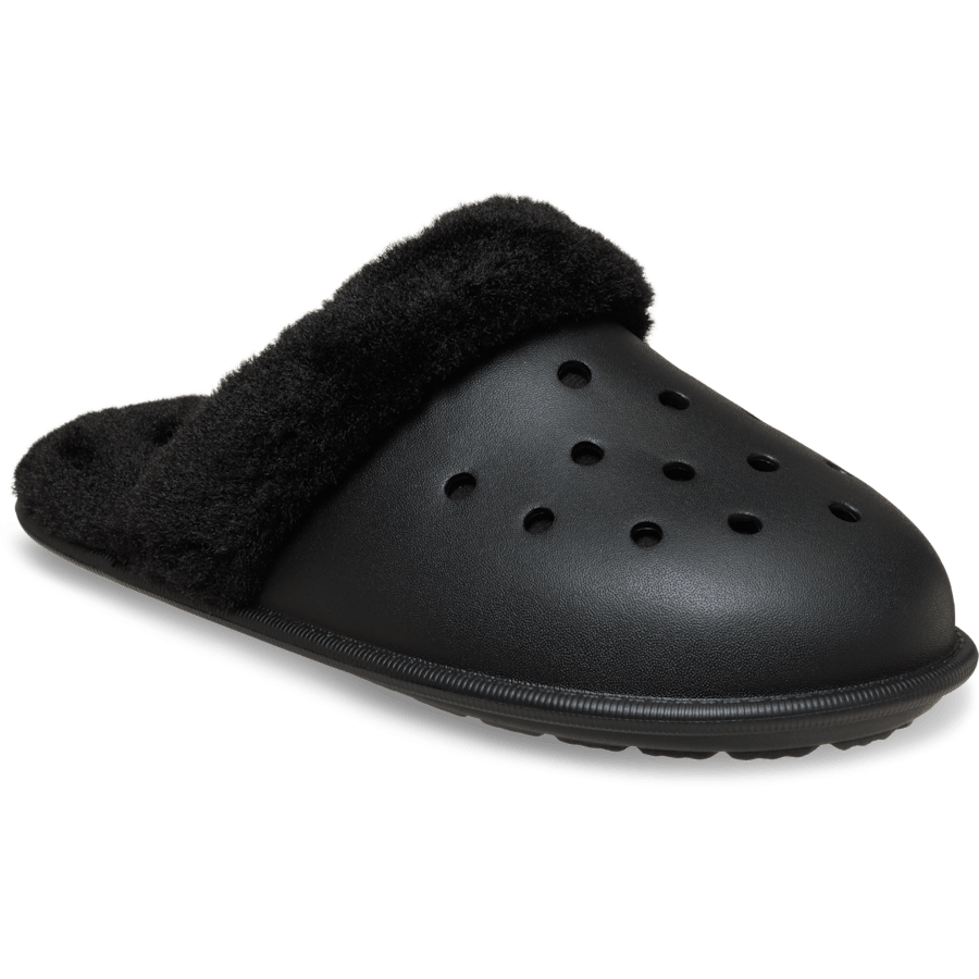 Black Classic Fuzz Scuff - Angle - Crocs