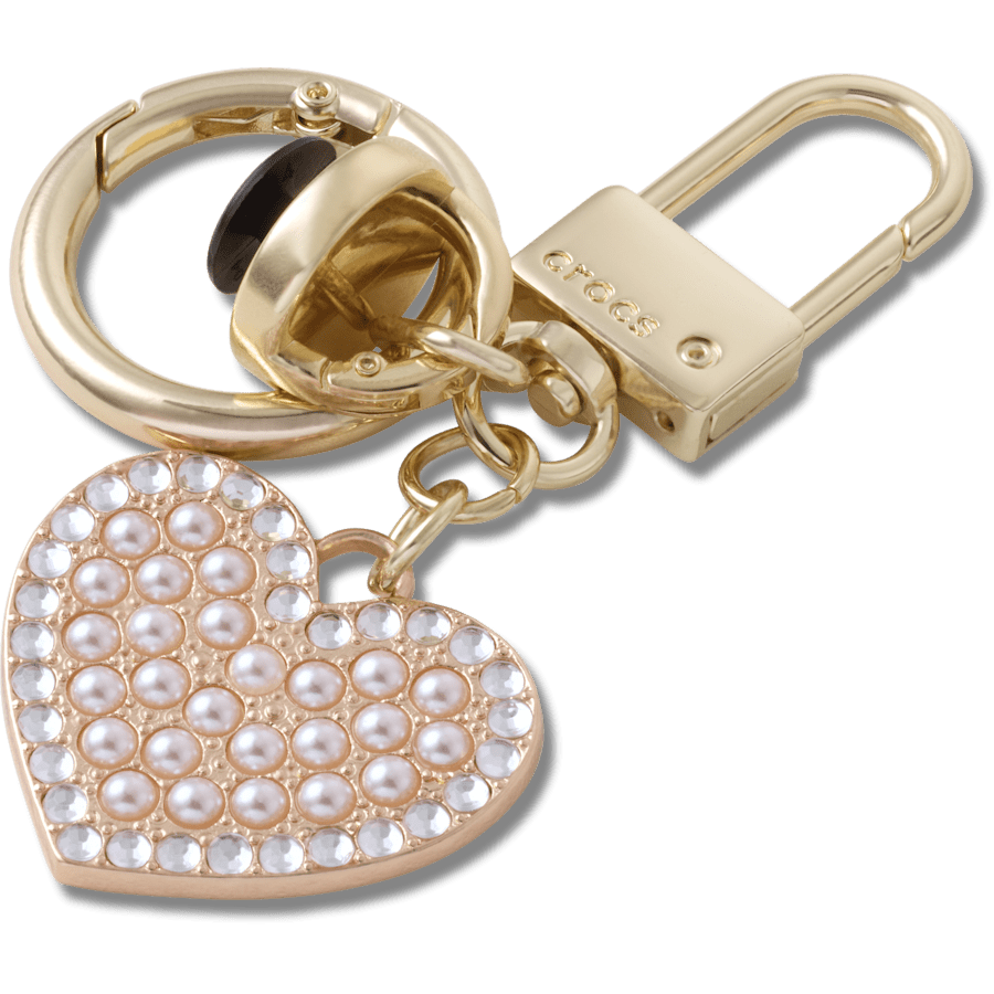 Gold Pearl Heart Bag Charm - charm view - Jibbitz