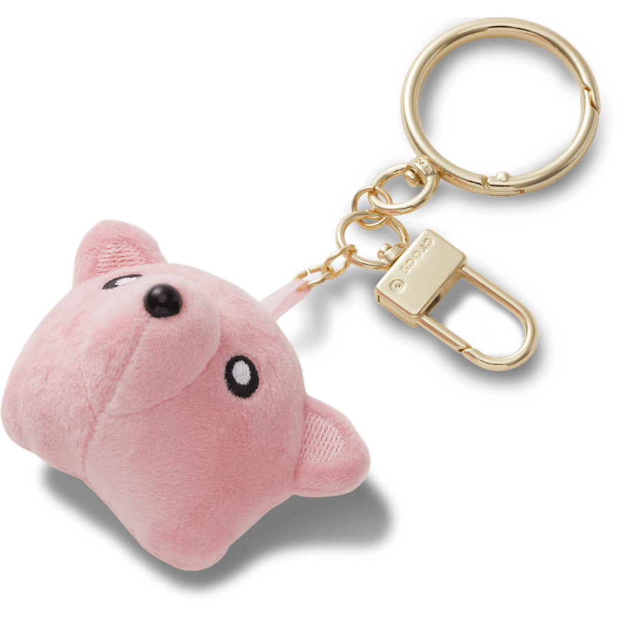 Pink Plush Teddy Face Bag Charm - charm view - Jibbitz