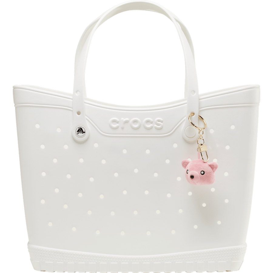 Pink Plush Teddy Face Bag Charm - Custom Angle - Jibbitz