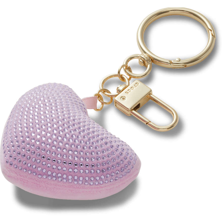 Purple Plush Gem Heart Bag Charm - charm view - Jibbitz