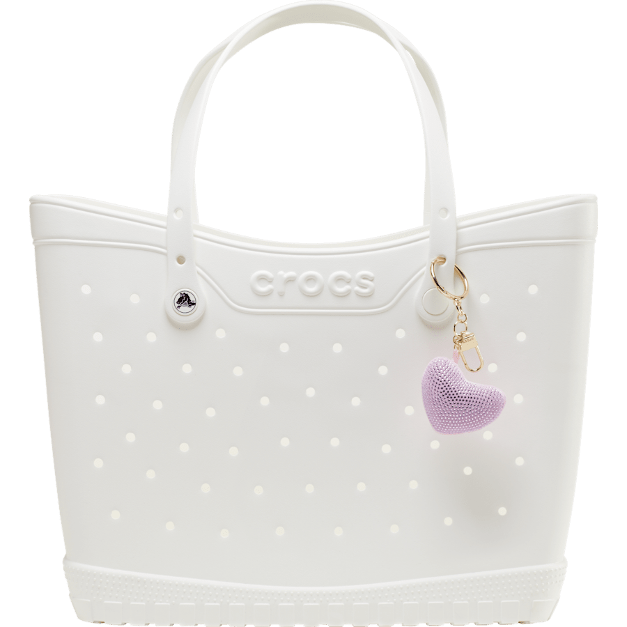 Purple Plush Gem Heart Bag Charm - Custom Angle - Jibbitz