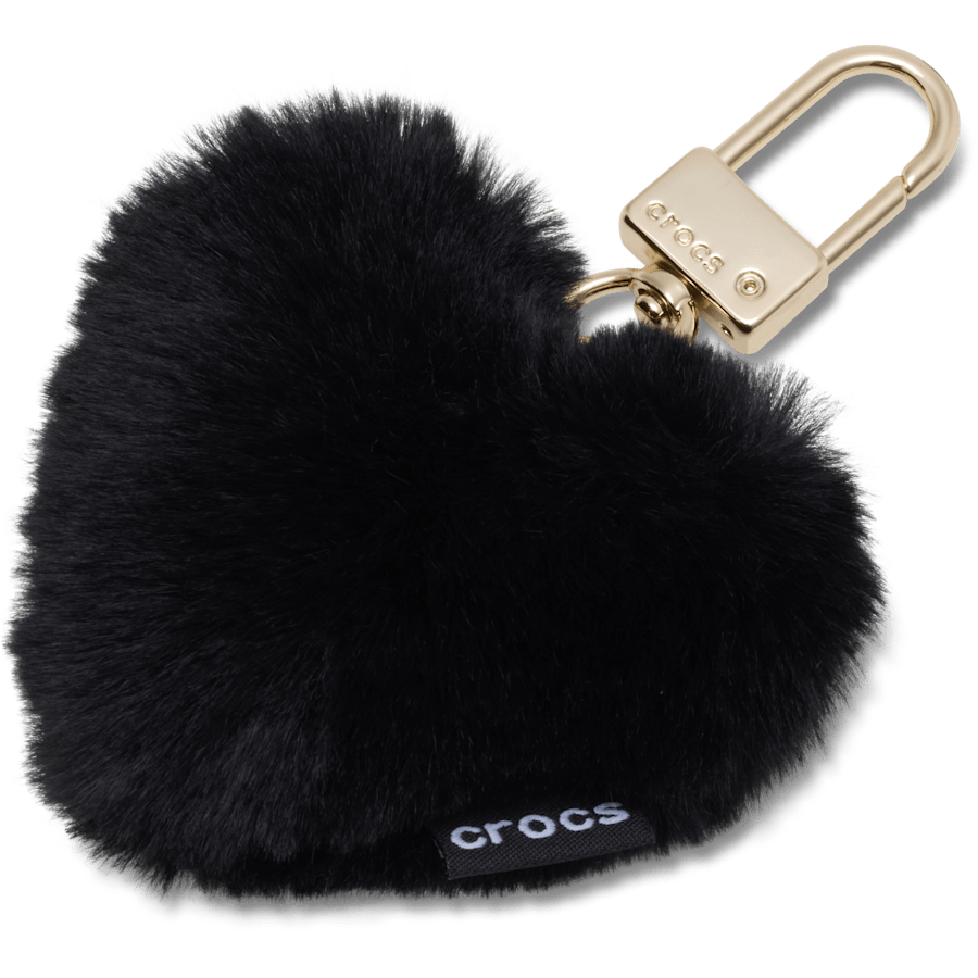 Black Plush Heart Bag Charm - charm view - Jibbitz