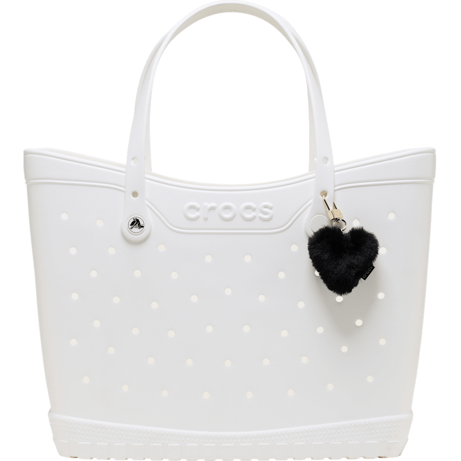 Black Plush Heart Bag Charm - Custom Angle - Jibbitz