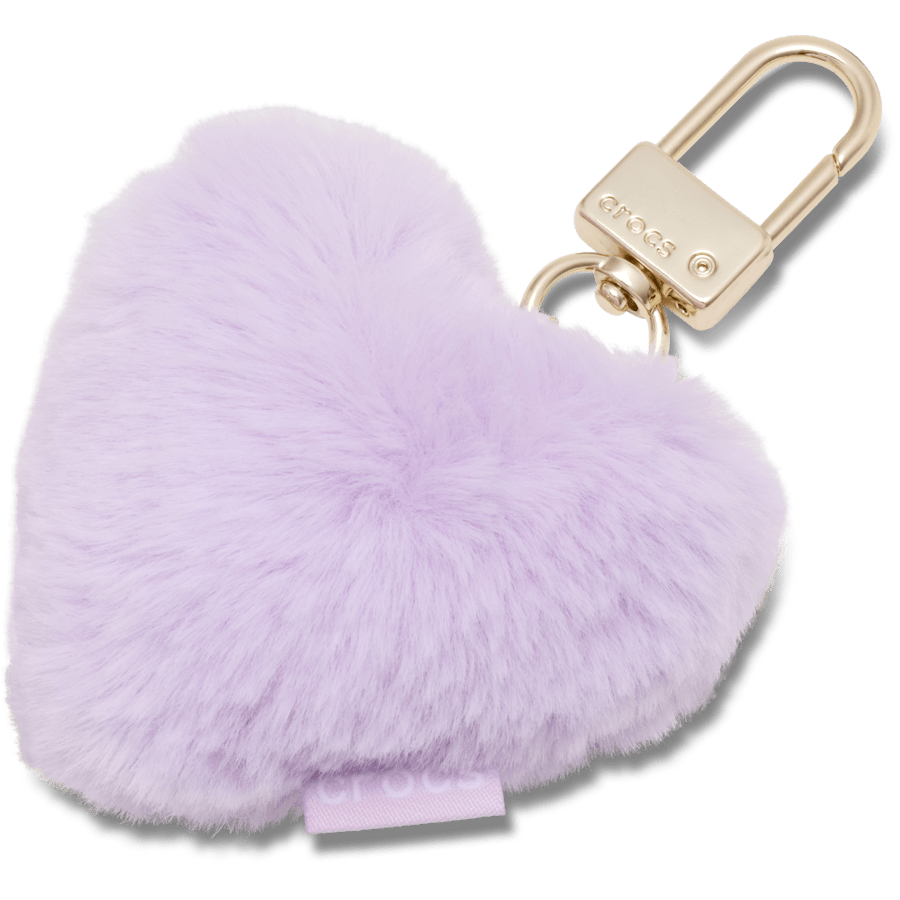 Purple Plush Heart Bag Charm - charm view - Jibbitz