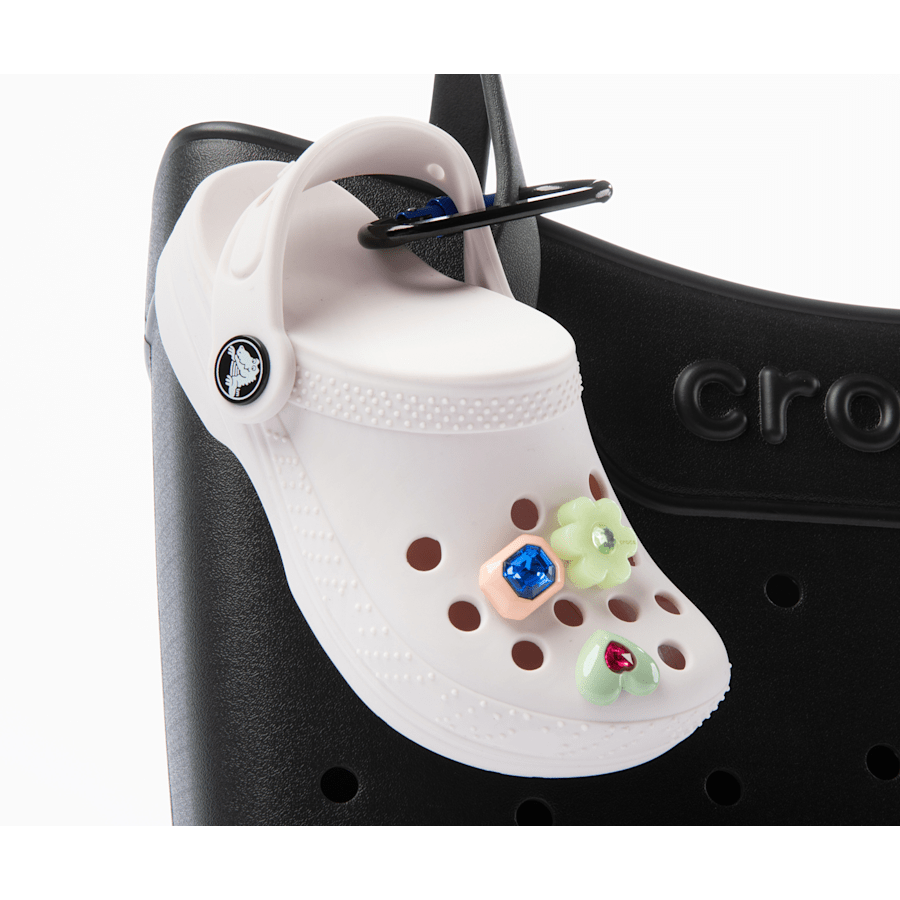 White Classic Clog Pouch Bag Charm - Custom Angle - Jibbitz