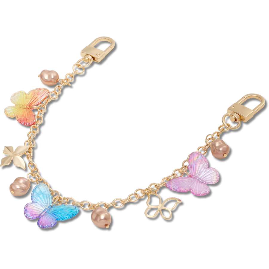 Multi Butterfly Long Chain Bag Charm - charm view - Jibbitz