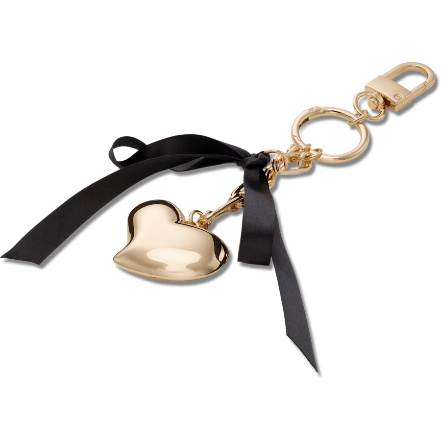 Gold / Black Heart and Bow Bag Charm - charm view - Jibbitz