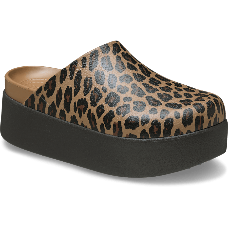 Sépia/Léopard Dylan Platform Animal Clog - Angle - Crocs
