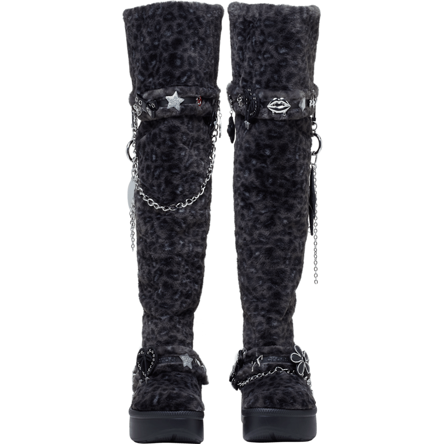 Colour Classic Unfurgettable Leopard Knee High Boot - Pair - Crocs