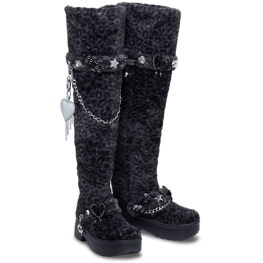 Colour Classic Unfurgettable Leopard Knee High Boot - Pair - Crocs