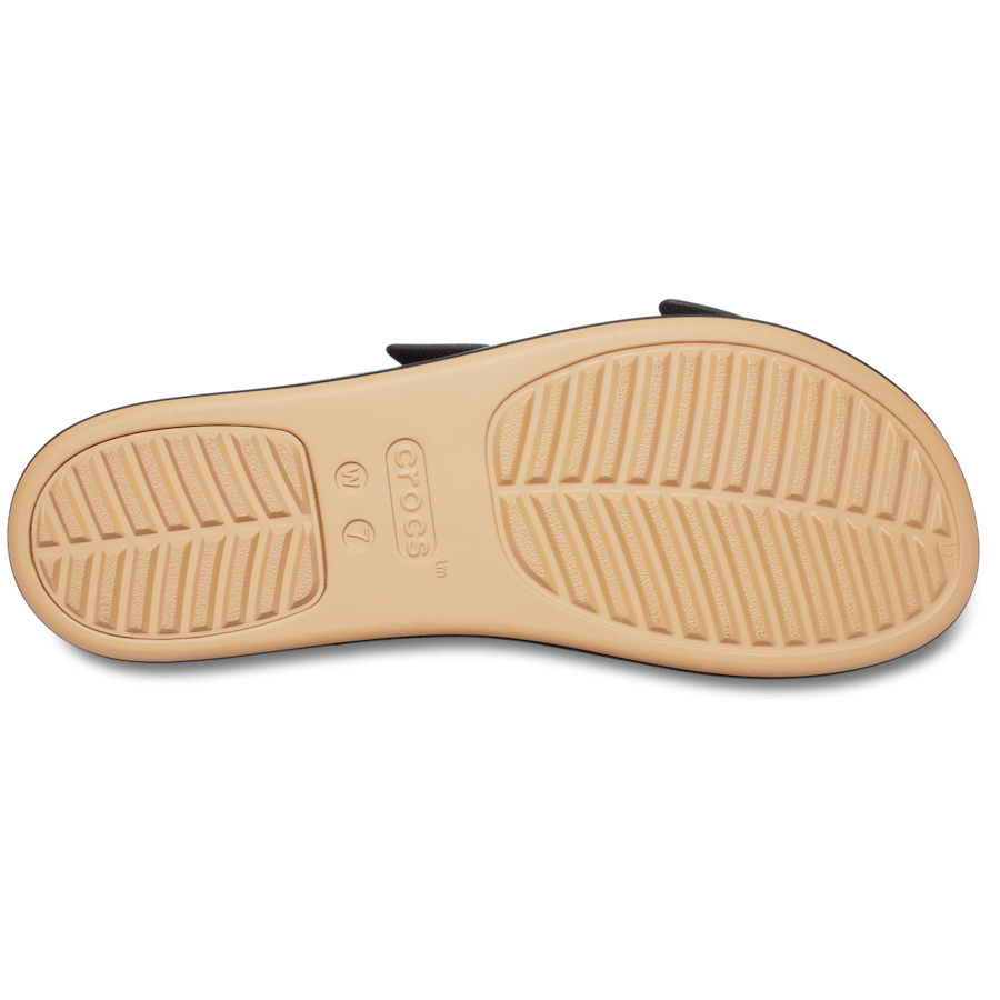 Black/Cashew Brooklyn Buckle Low Wedge Matte Wrap Sandal - Bottom - Crocs
