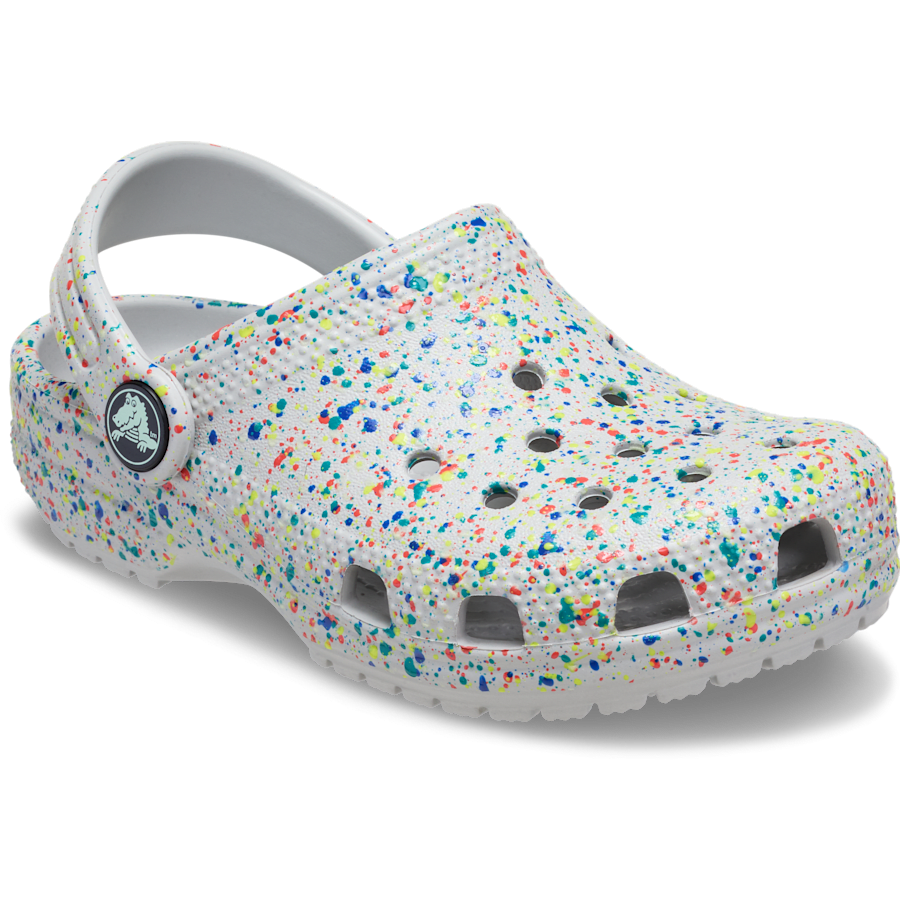 Atmosphere / Multi Kids' Classic Glow Paint Splatter Clog - Angle - Crocs
