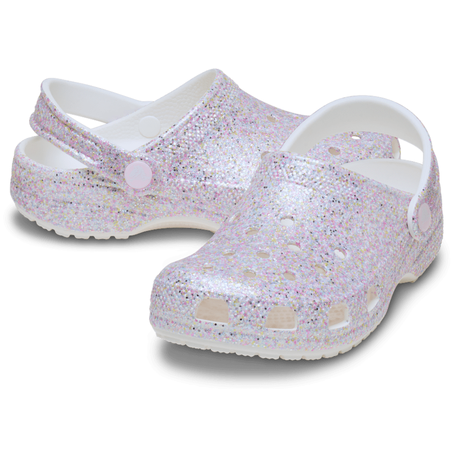 Crocs Kids' Classic Fantasy Glitter Clog — White