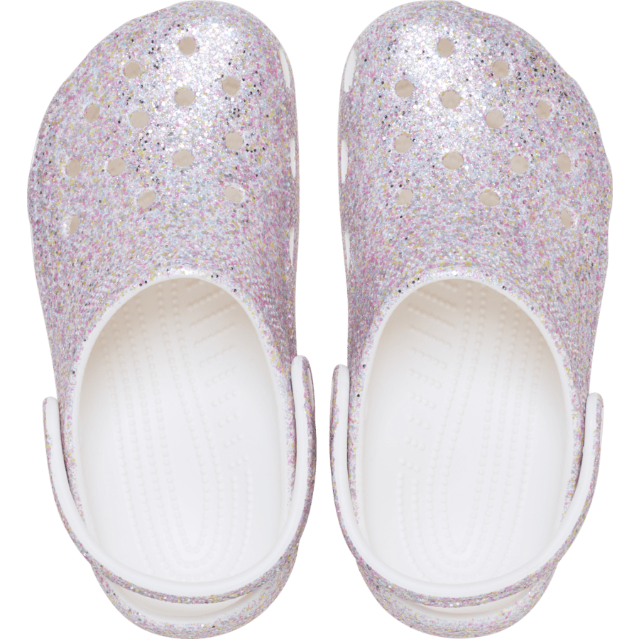 Crocs Kids' Classic Fantasy Glitter Clog — White