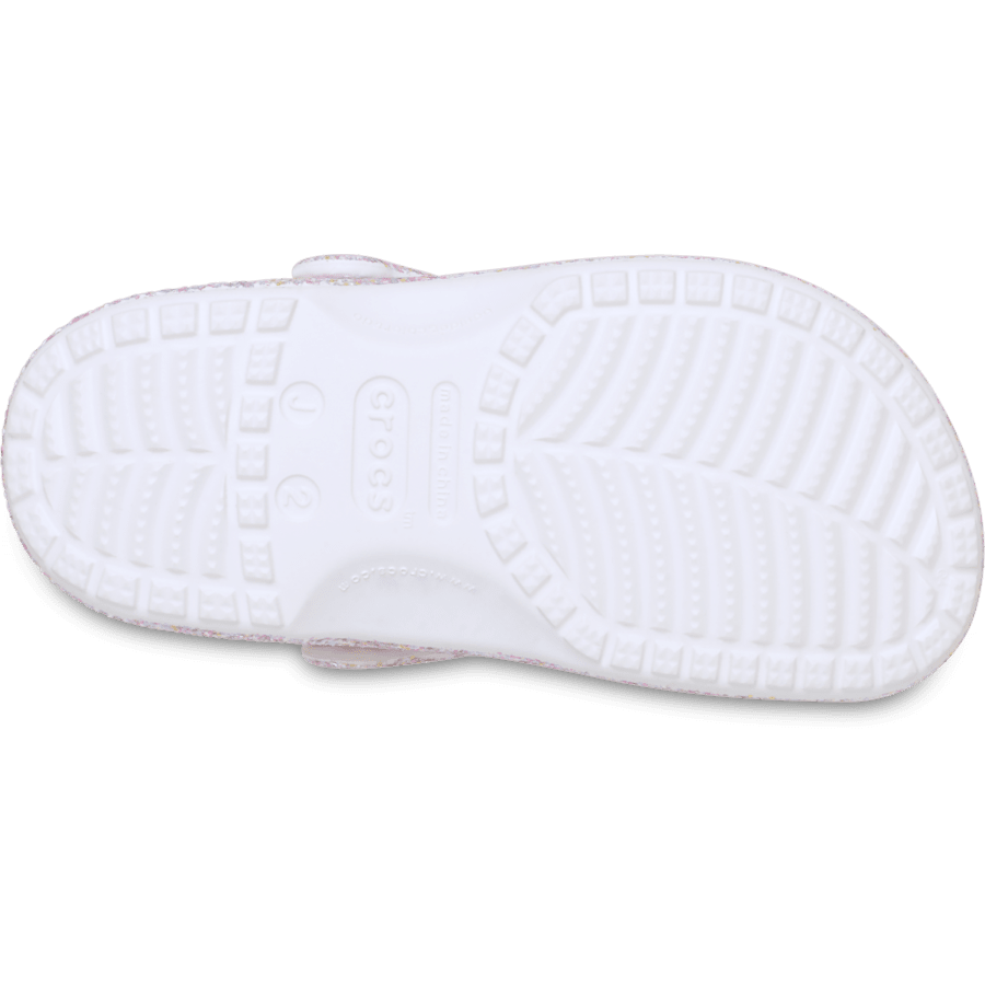 Crocs Kids' Classic Fantasy Glitter Clog — White