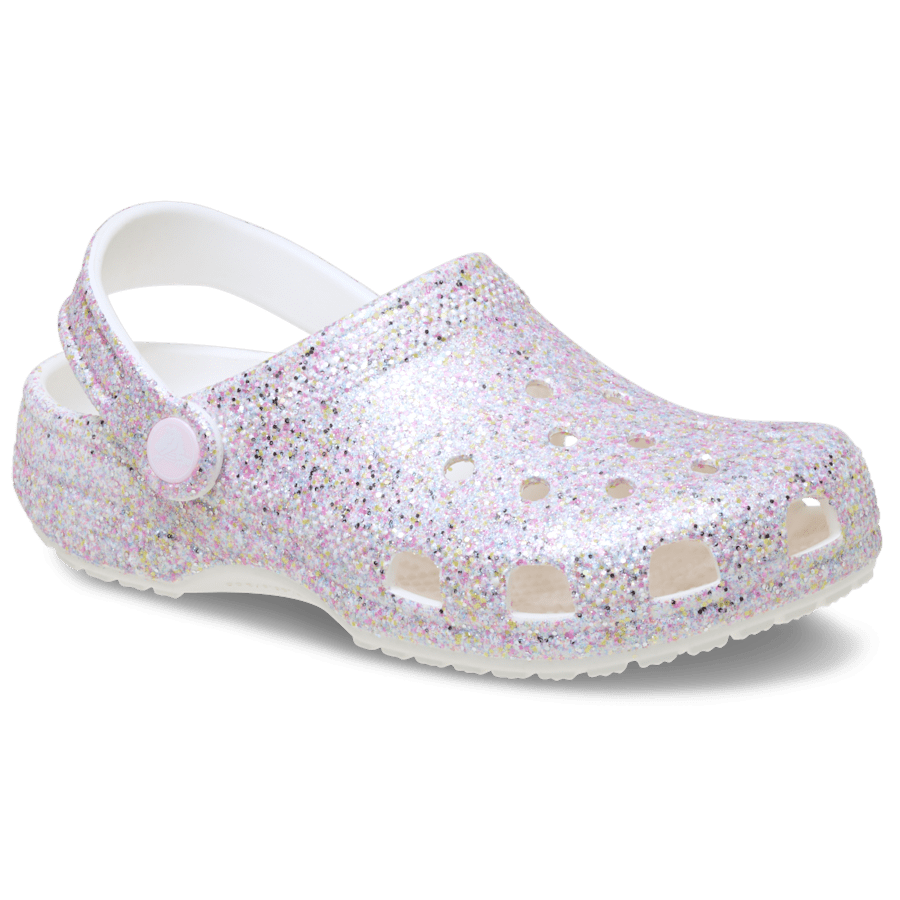 Crocs Kids' Classic Fantasy Glitter Clog — White