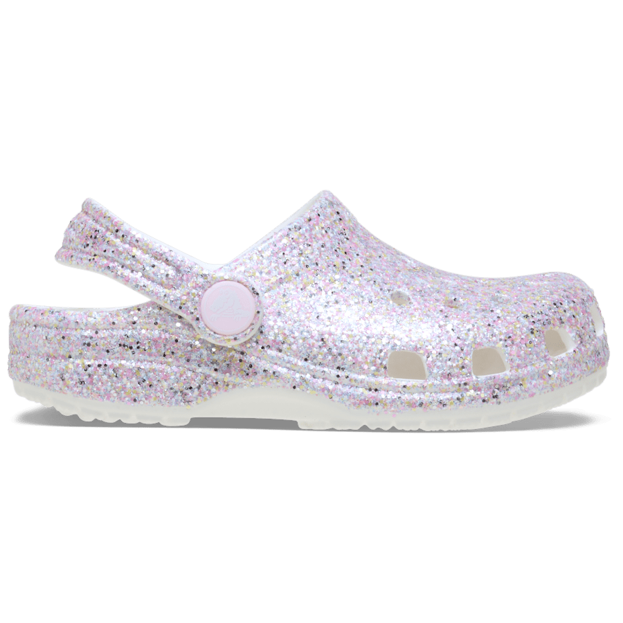 Crocs Toddler Classic Fantasy Glitter Clog — White