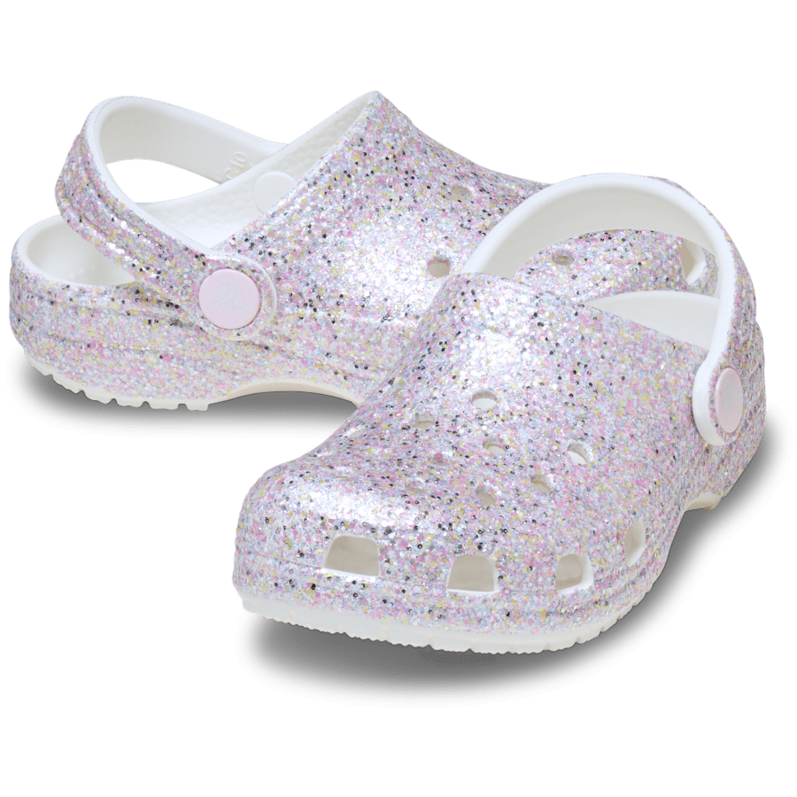 Crocs Toddler Classic Fantasy Glitter Clog — White