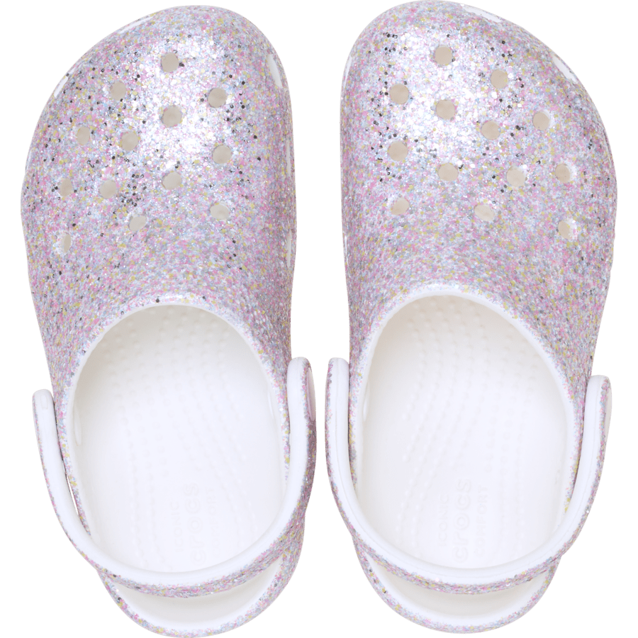 Crocs Toddler Classic Fantasy Glitter Clog — White