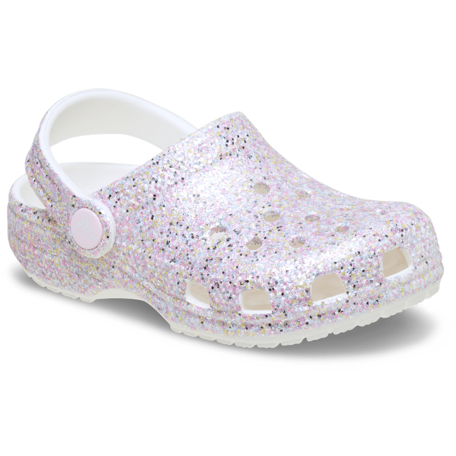 Crocs Toddler Classic Fantasy Glitter Clog — White